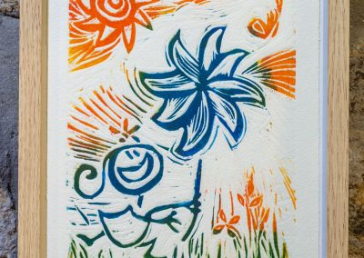 Haizea jolasean - Xilografia